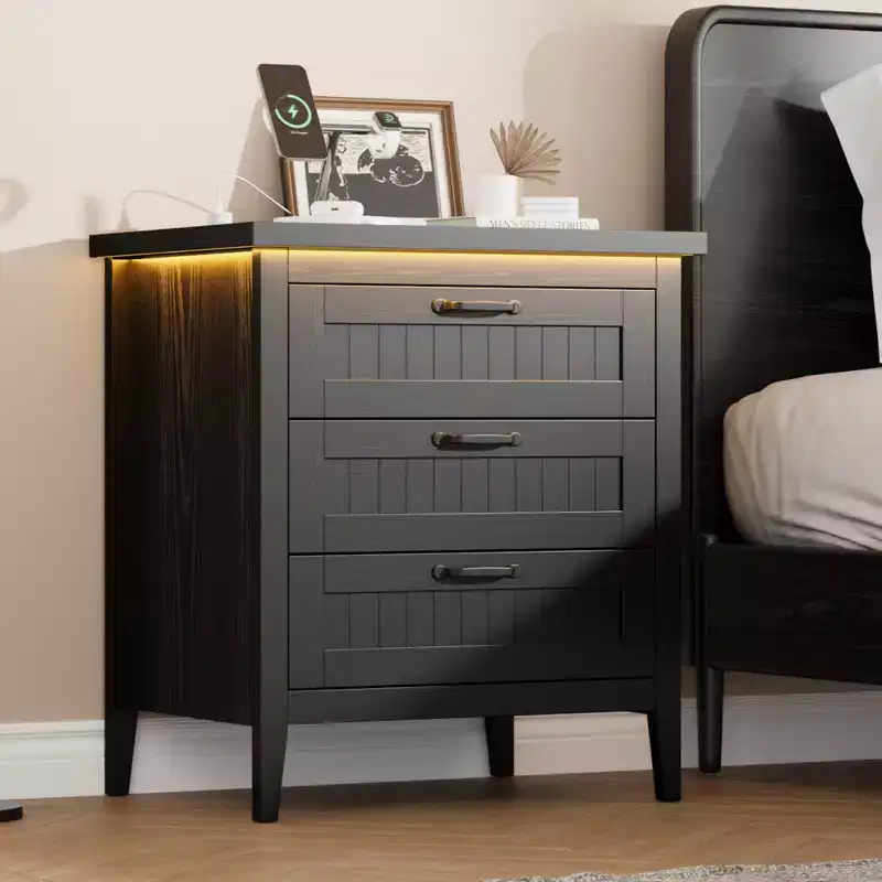 3/5/6/8 Drawer Dresser with LED Light, Wooden Chest of Drawers for Bedroom, Closet & Living Room