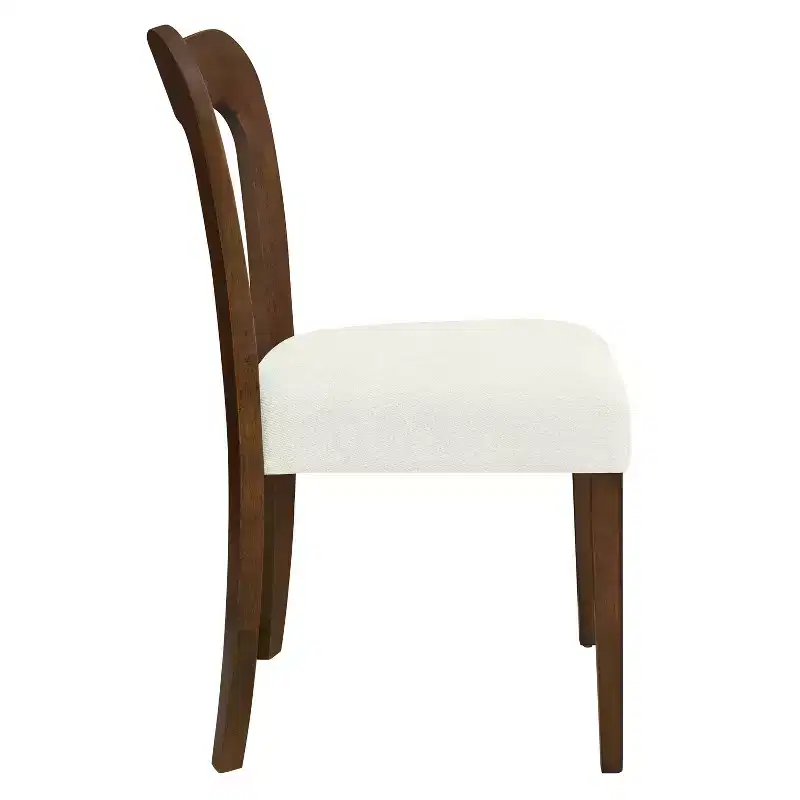 Christopher Knight Home Set of 2 Aaron Rubberwood Upholstered Dining Chairs with Curved Open Back Beige/Walnut