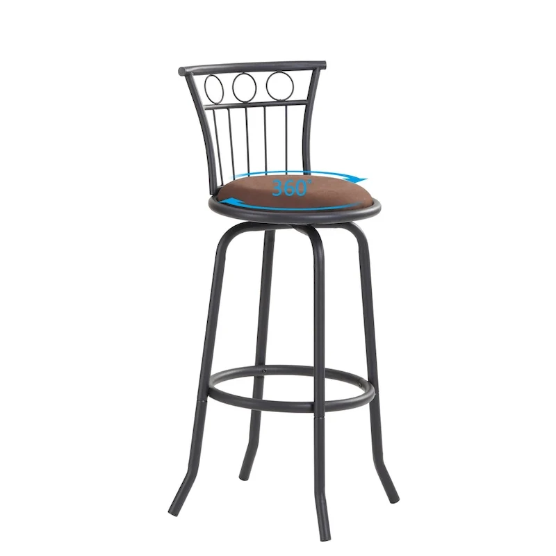 Modern Style 3-Piece Dining Set with Round Table and 2 Counter Height Bar Chairs