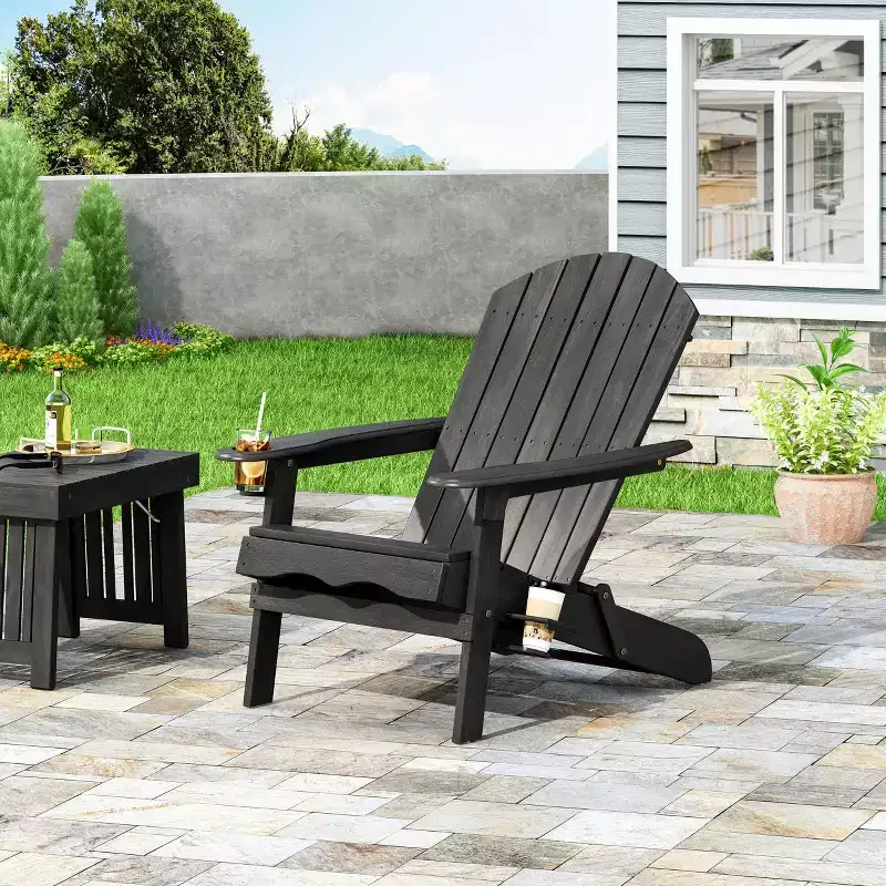 Christopher Knight Home Kandyce Outdoor Acacia Wood Folding Adirondack Chair with Cup Holder