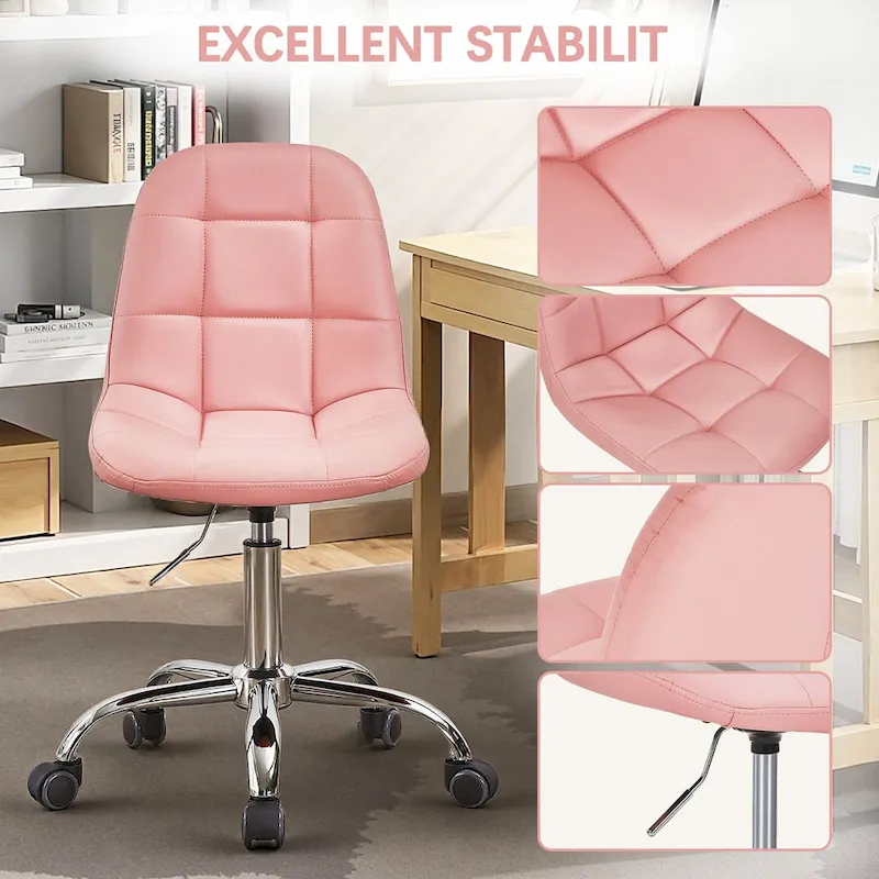 Javlergo Armless Home Office Chair, Height Adjustable Computer Desk Chair with Wheels