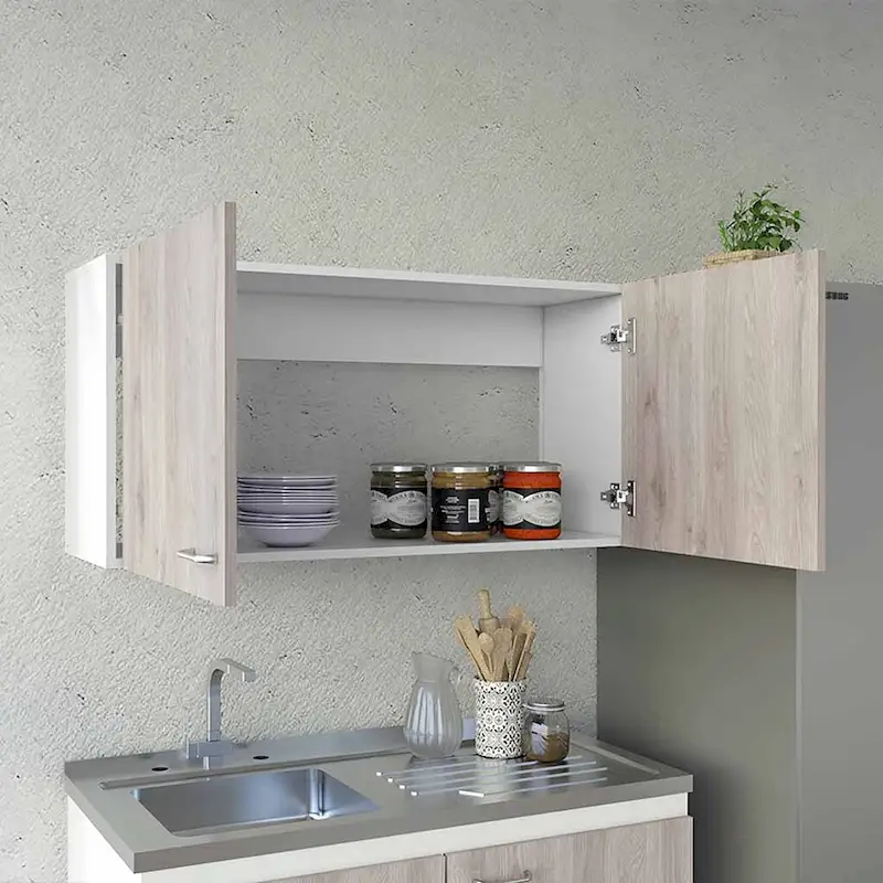 Wall Cabinet with Two Shelves and Double Door – White / Light Gray Finish