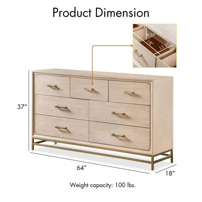 HOMES: Inside + Out 3pc Neovesi Wood 2 Nightstand and Dresser Set Boho Oak