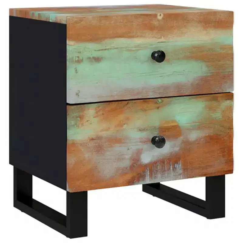 vidaXL Bedside Cabinet Multicolour Solid reclaimed wood, iron Medium