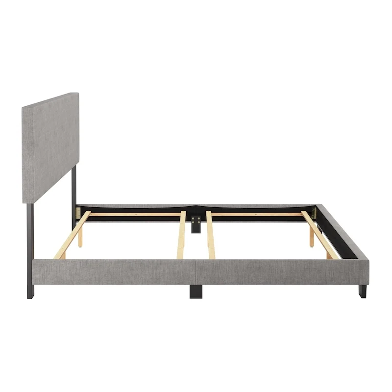 Modern King Bed with Upholstered Headboard (Box Spring Required)