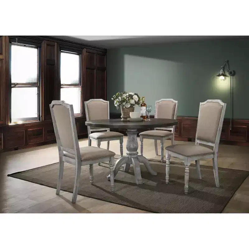 Roundhill Furniture Iris Round Pedestal Wood Dining Table