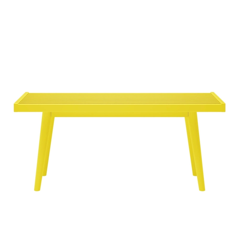 Plank and Beam Mid Century Single Wood Entryway Bench - 41.3 L x 16.5 W x 17.5 H