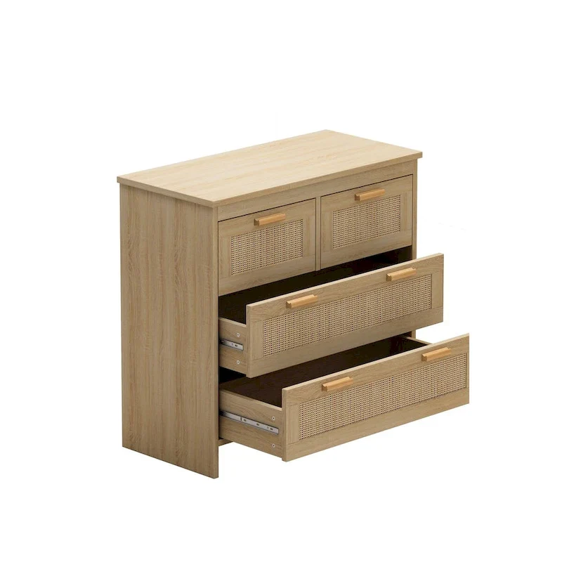 4-Drawer Rattan Cabinet for Bedroom, Living Room & Hallway