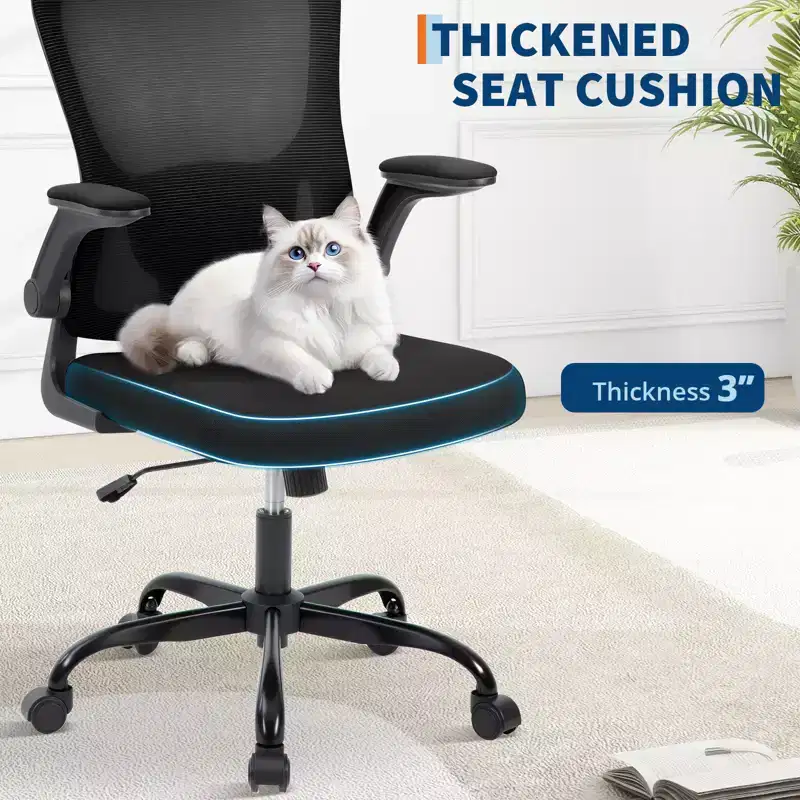 Ergonomic Office Chair, Swivel Rolling Computer Desk Chair, Adjustable Headrest & Lumbar Support, Rolling Mesh Chair, Flip-Up Armrest