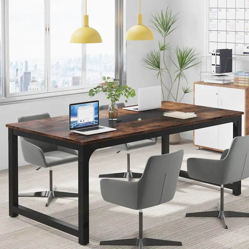 Rustic Brown Large Computer Desk, 70.8 x 35.4 in, 1-Person