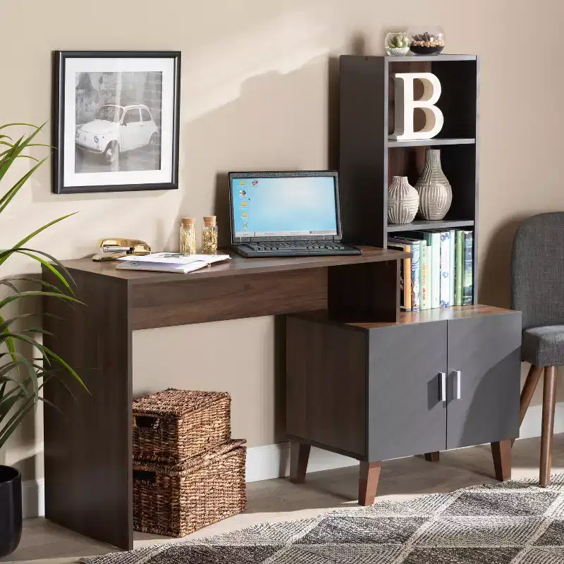 White Wood Writing Desk for Home Office & Study, Minimalist Design, Easy Assembly