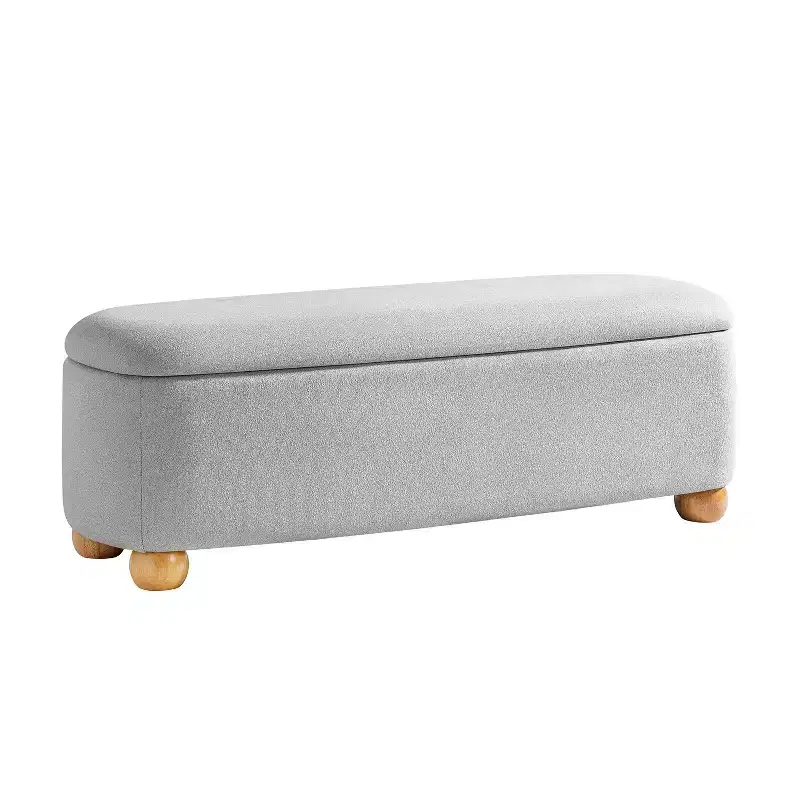 Oval Storage Bench with Solid Wood Legs