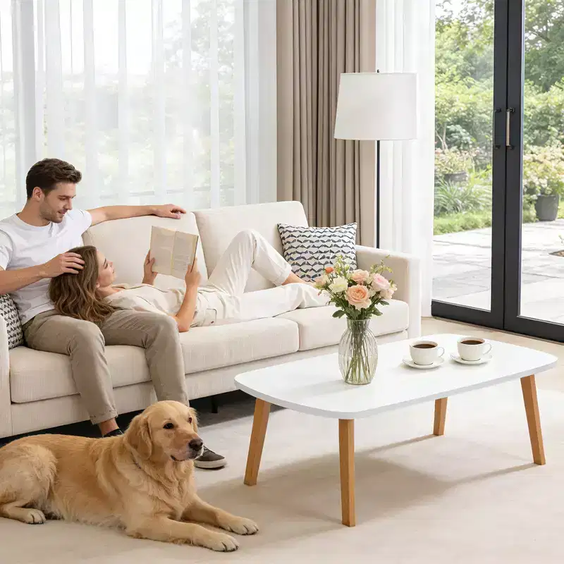 Wooden Folding Coffee Table with Foldable Legs, Low Floor Desk for Small Spaces