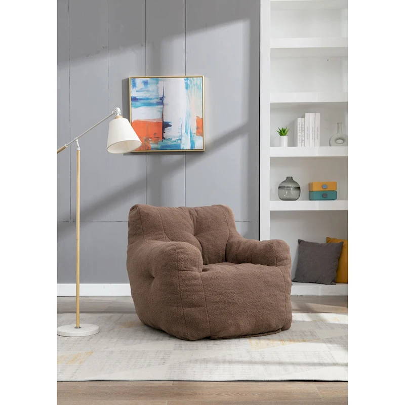 Soft Tufted foam bean bag chair with Teddy fabric