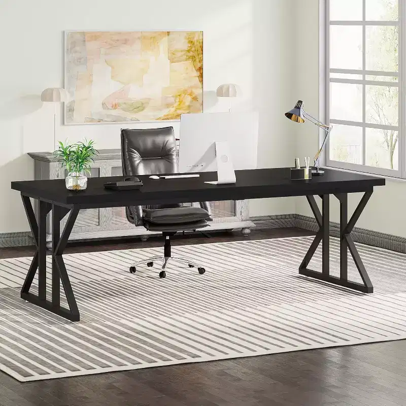 Lantine 78.7-Inch Executive Desk, Computer Desk for Home Office, Black