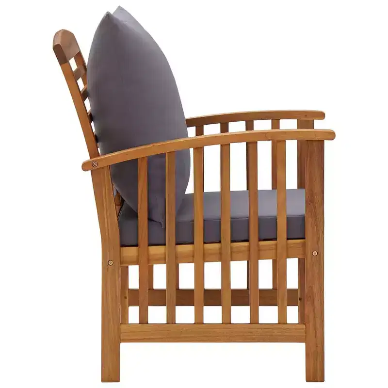 vidaXL Patio Chairs 2 Pcs Patio Dining Chair with Armrest Solid Wood Acacia - Brown and Dark Gray
