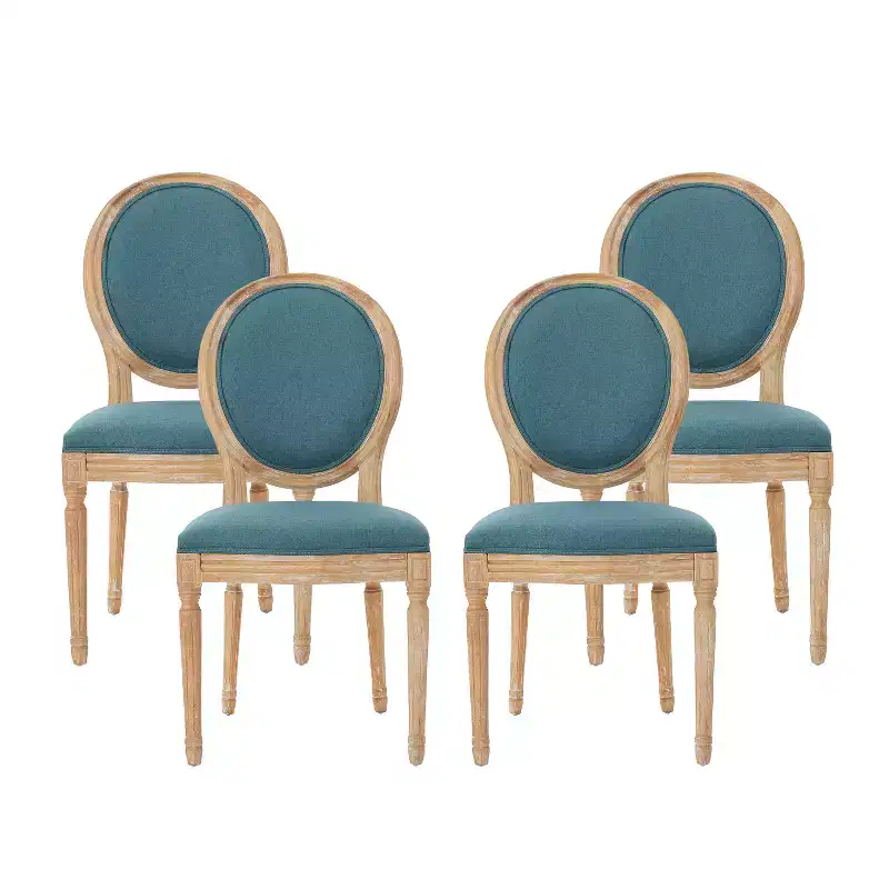 GDFStudio Newman Traditional Upholstered Rubberwood Dining Chairs (Set of 4)