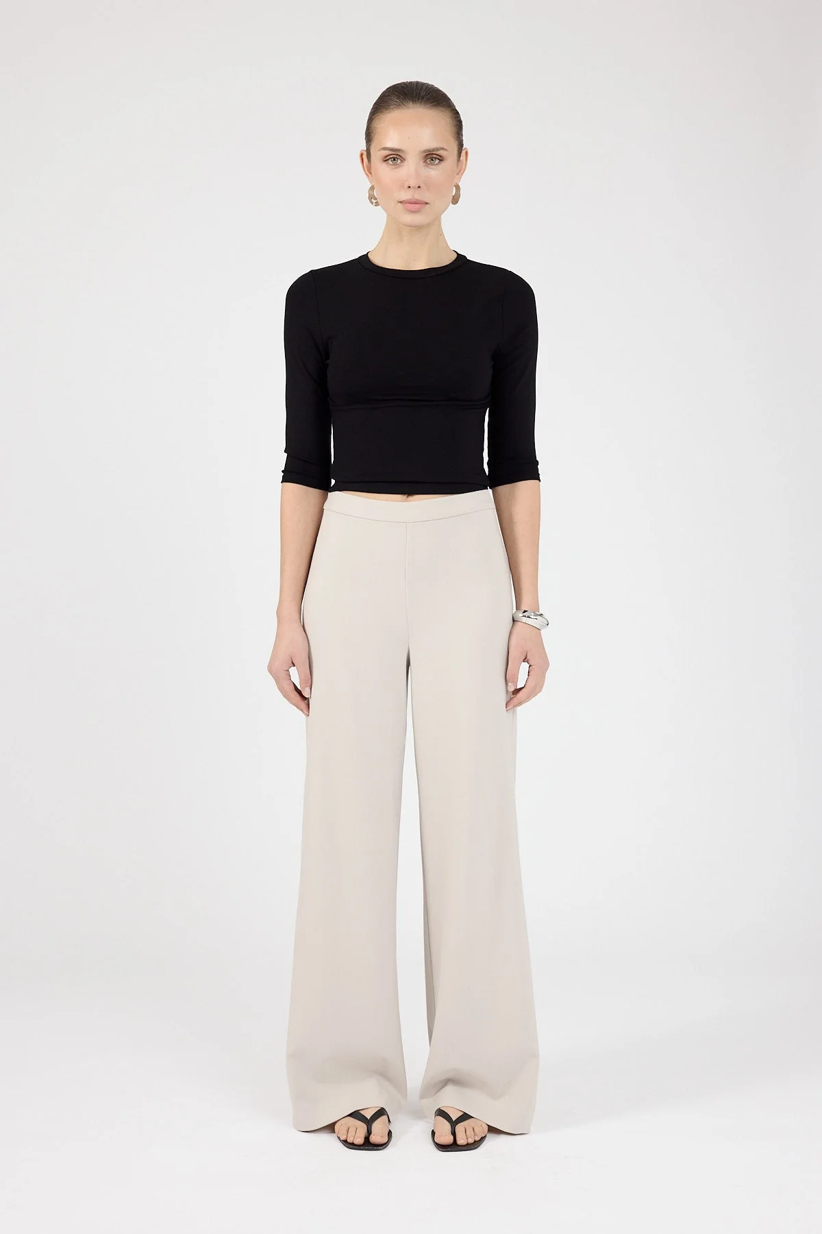 High Rise Pants Stone White