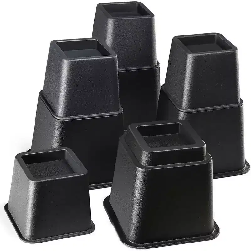 Adjustable Bed Risers - Heavy Duty Furniture Riser in Heights of 8, 5, or 3 Inches for Table risers, Bed Frame Risers in Black
