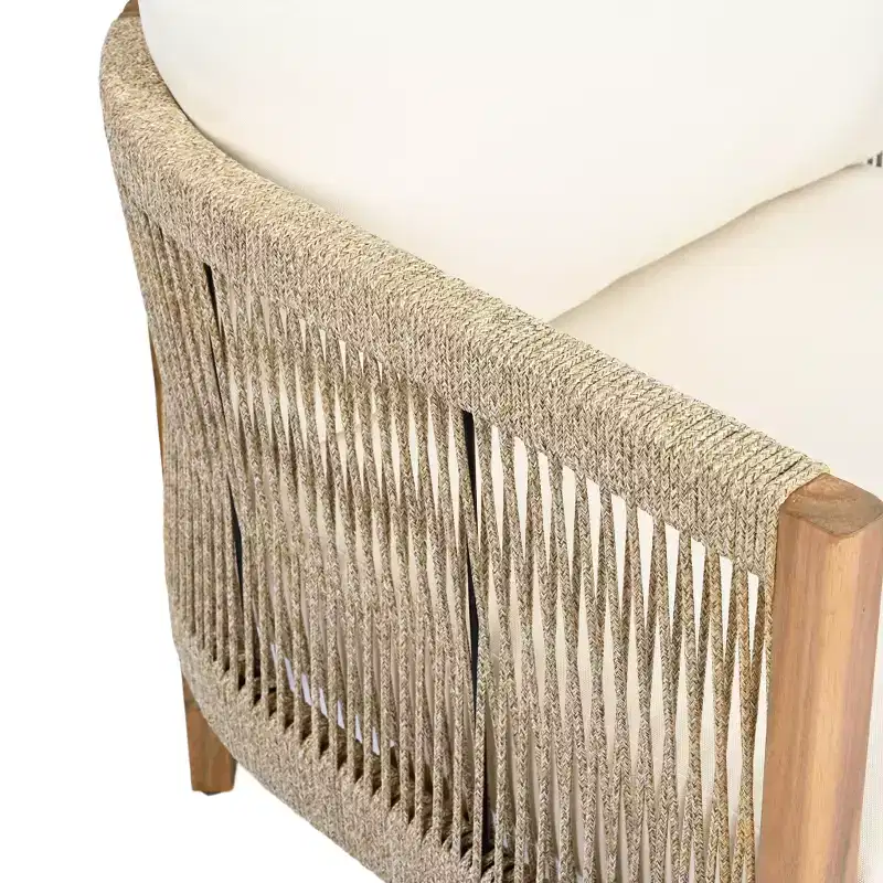 Christopher Knight Home Celeste Patio Rope Weaving Acacia Wood Upholstered Club Chair