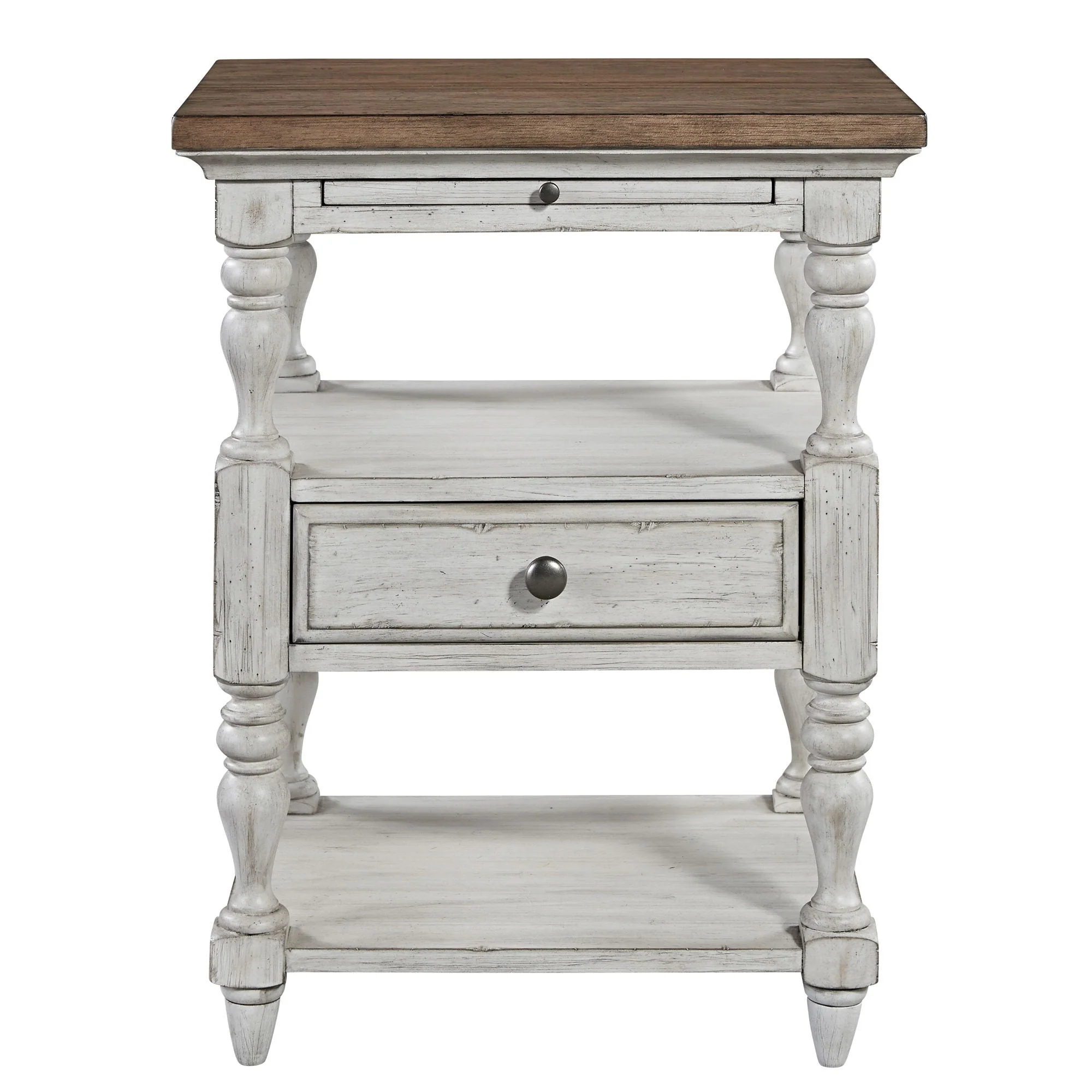 1 Drawer Nightstand - Antique White / Chestnut Tops — add in a relaxed style and you create a classic look with a casual feel