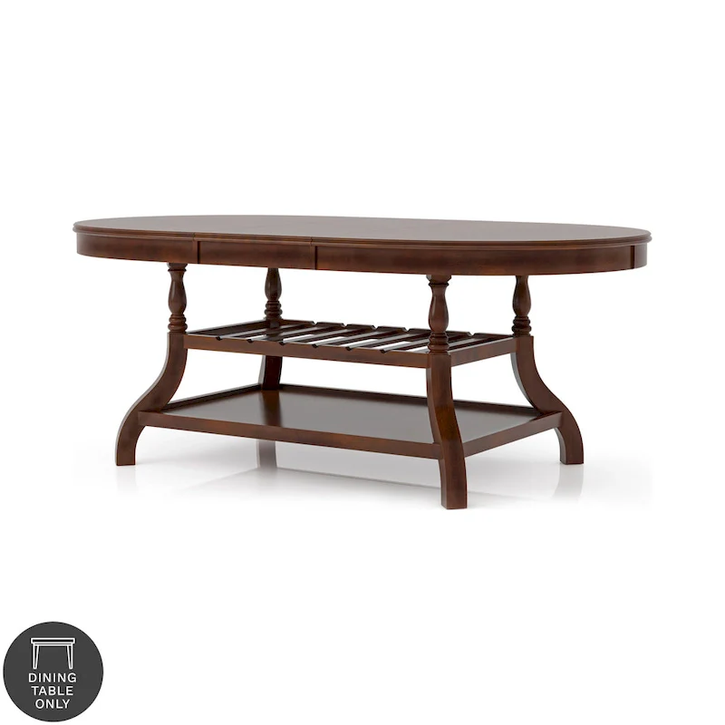 Brown Cherry Oval Expandable Dining Table, Seats 6–8