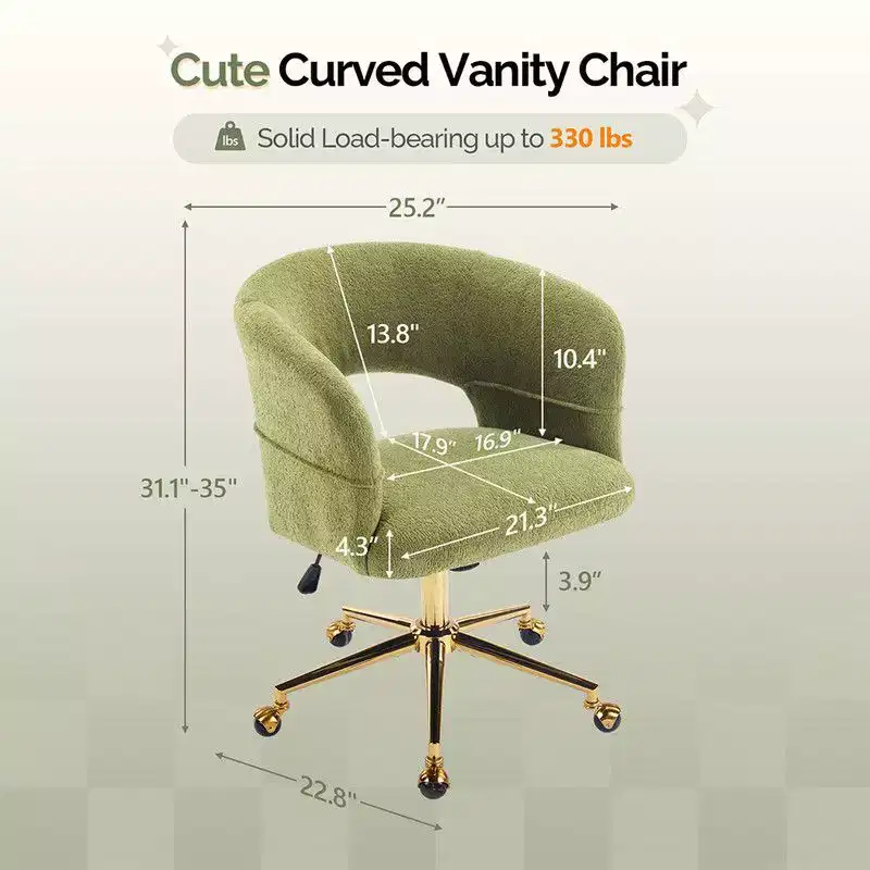 | 25.1 Inch Velvet Ring Backrest Swivel Office Chair