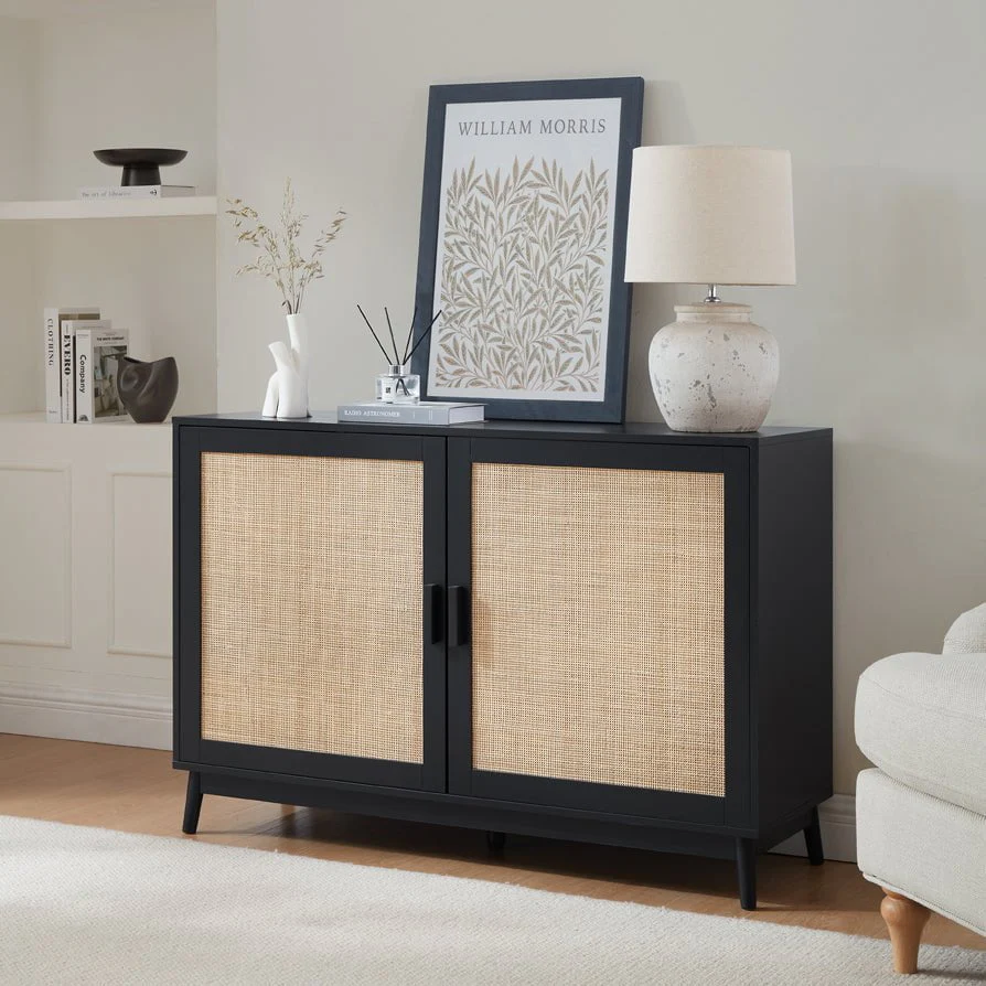 Modern Black Painted Sideboard with Clean Lines for Living Room
