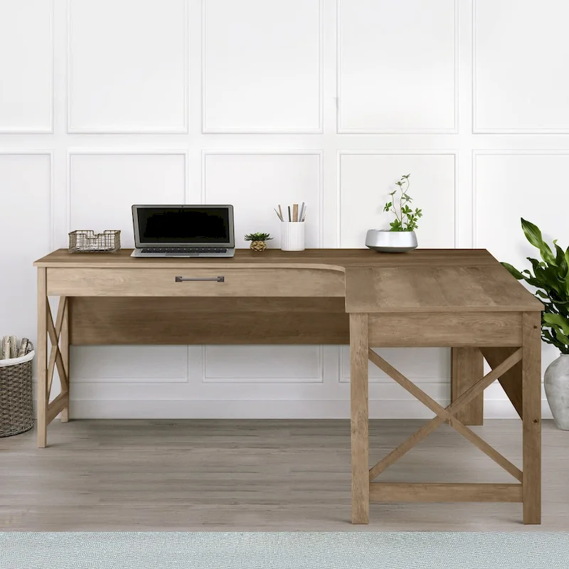 Alaska Modern Farmhouse L-Shaped Desk with Drawer