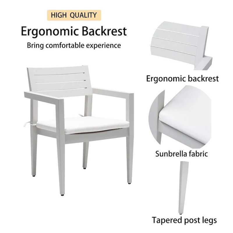 7PC Patio Aluminum Furniture including 4 Dining Chairs & 2 Swivel Rockers