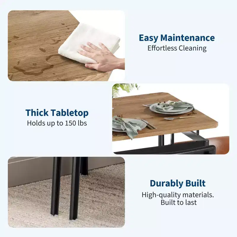 5 Piece Dining Table Set, with 4 PU Upholstered Chair