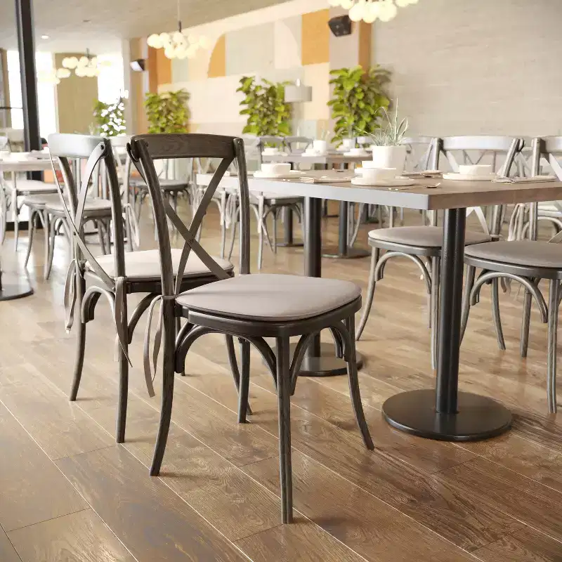 Flash Furniture HERCULES Series Stackable Wood Cross Back Chair with Cushion