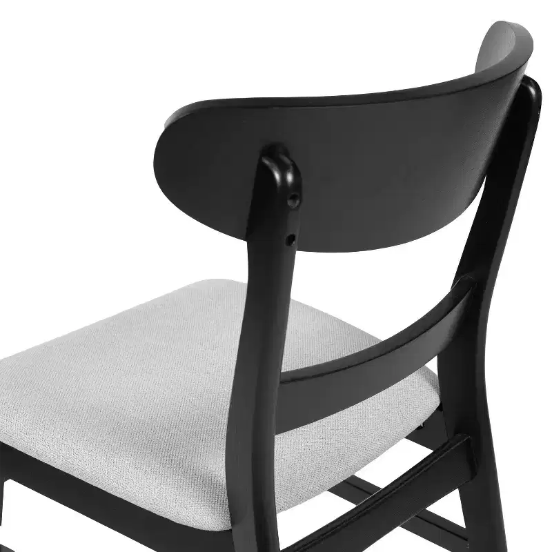 Mid-Century Modern Dining Chairs Set of 2, Round Upholstered with Curved Back & Metal Legs, Boucle Kitchen Dining Room Side Chairs