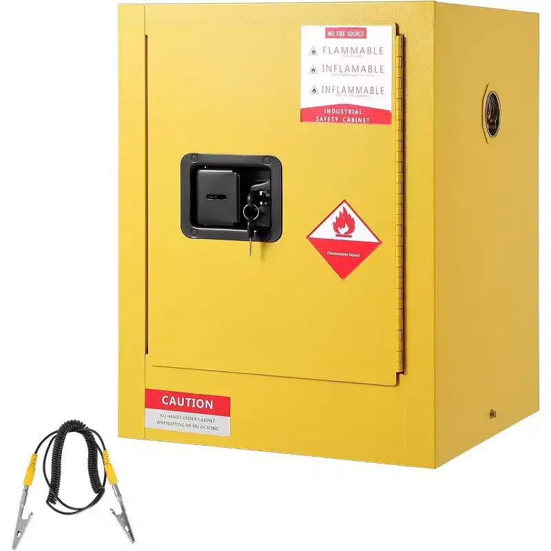 4-Gallon Fireproof Safety Cabinet - Double-Wall Steel, Adjustable Shelf, 3-Point Lock