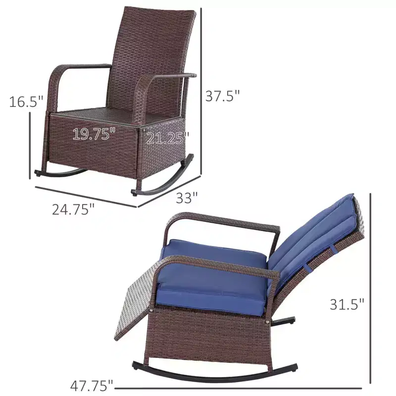 PE Rattan Rocking Recliner with Footrest