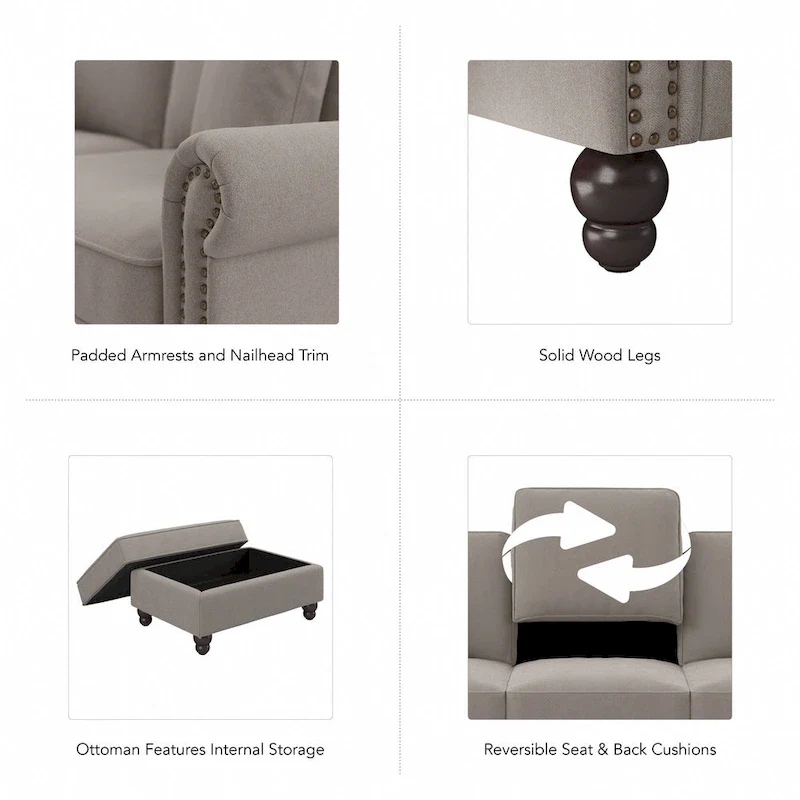 Bush Furniture Coventry Living Room Accent Chair with Ottoman Set