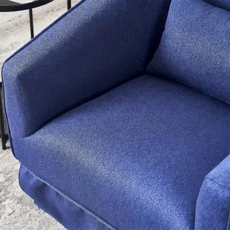 Swivel Barrel Chair with Ottoman and Black Metal Base