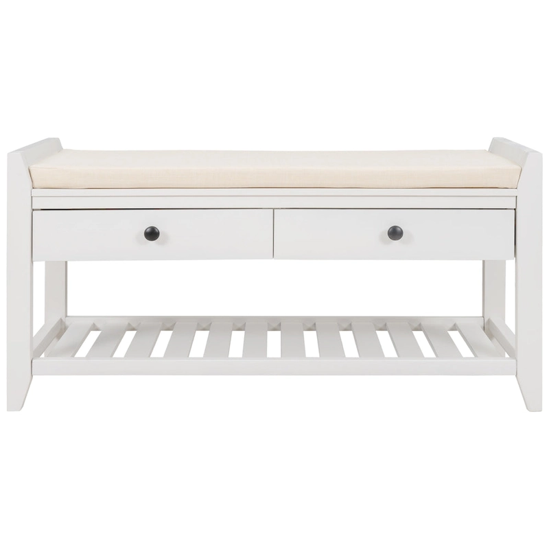 Multi-purpose Shoe Rack with Cushioned Seat and Drawers