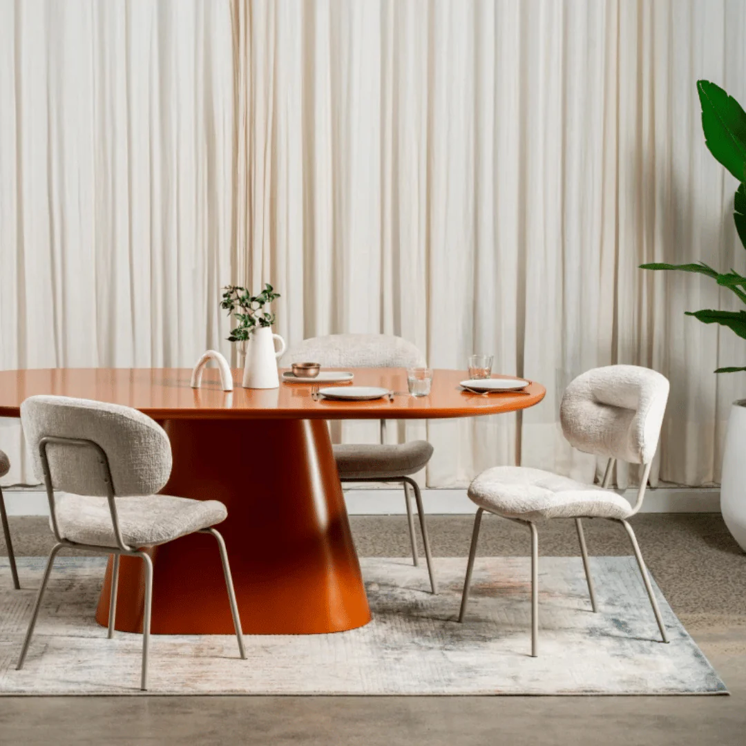 Modern White Chenille Dining Chair with Upholstered for Dining Room