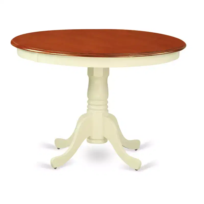5-Piece Round Buttermilk and Cherry Finish Solid Wood Top Dining Table with 4 Chairs