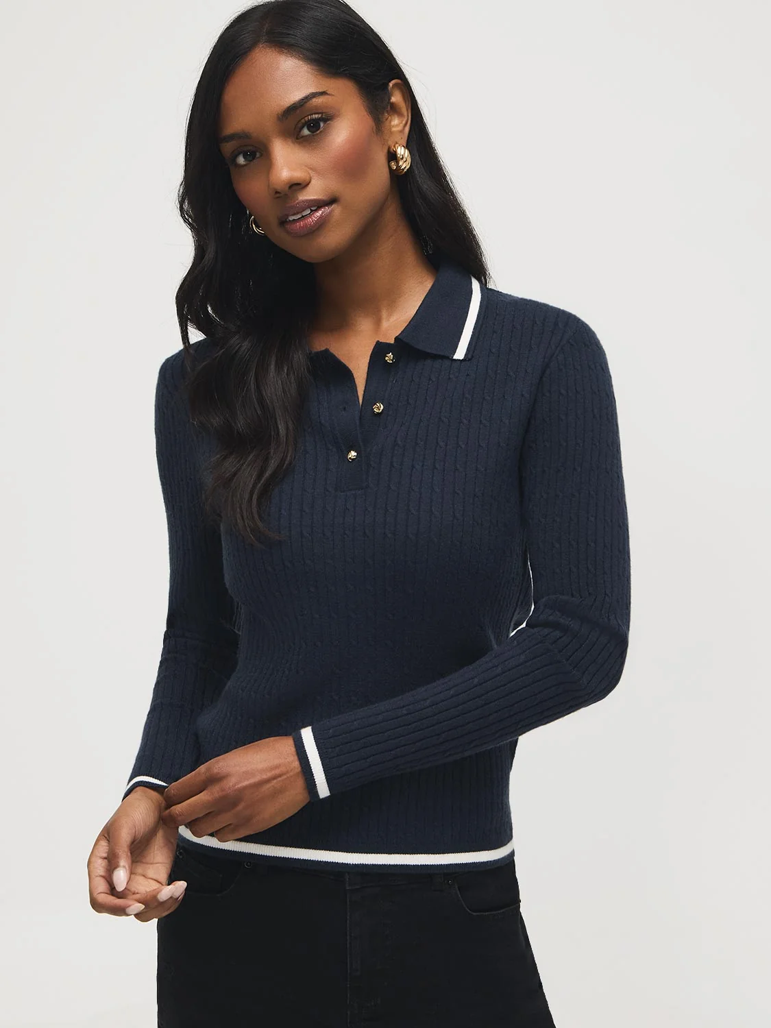 Johnny Collar Cable Knit Sweater