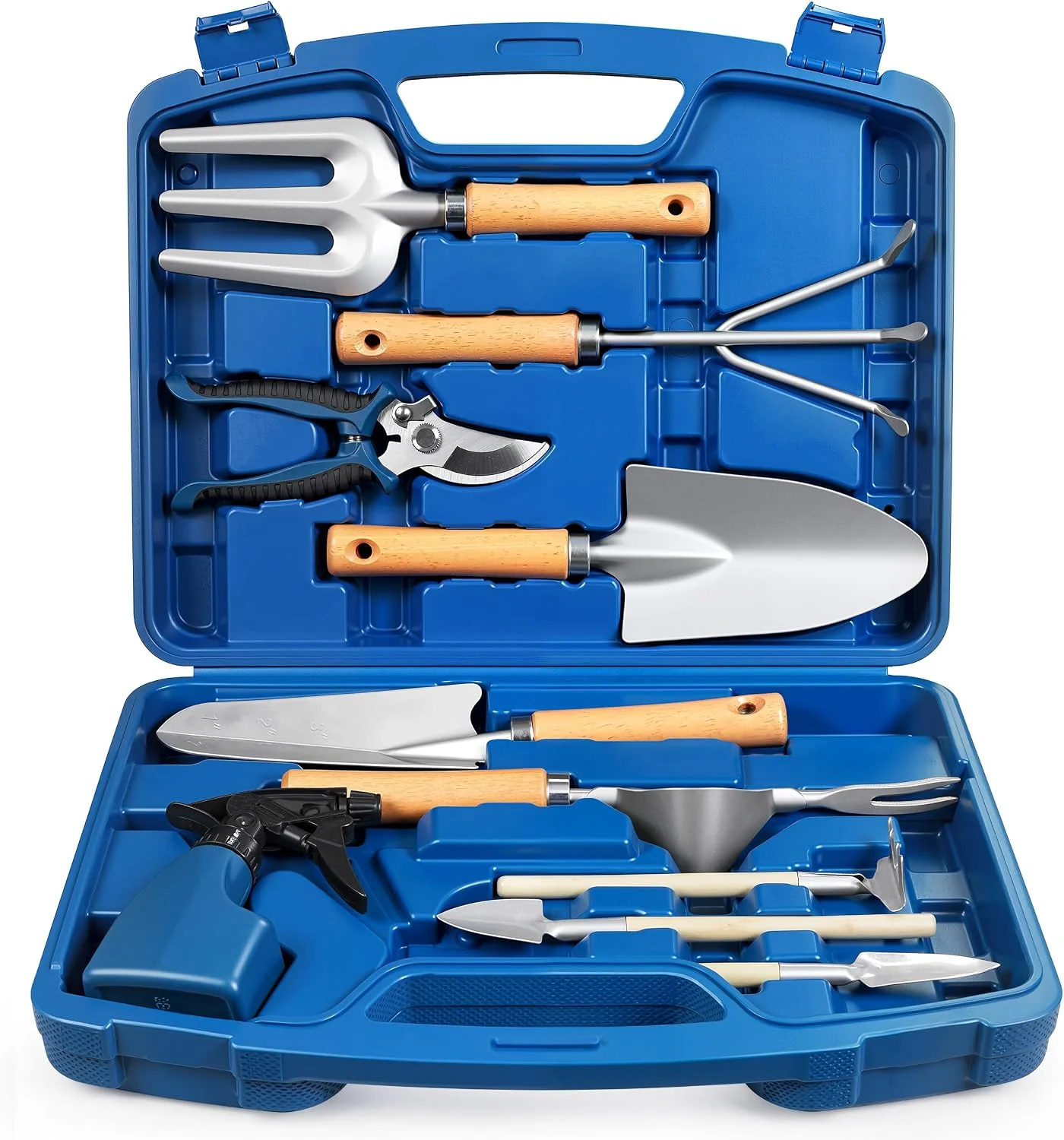 12-Piece Complete Garden Tool Set with Carrying Case, Floral Print Rust-Proof Trowel, Rake, Weeder and Pruner