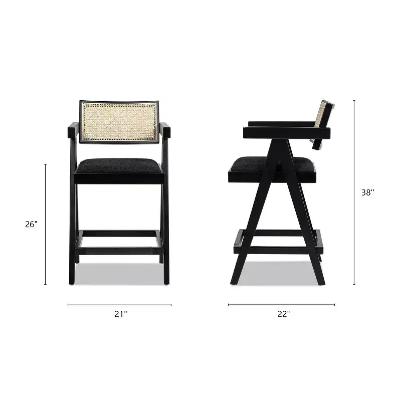 29.5 Modern Resin Webbing Back Bar Stool with Arms, Set of 3