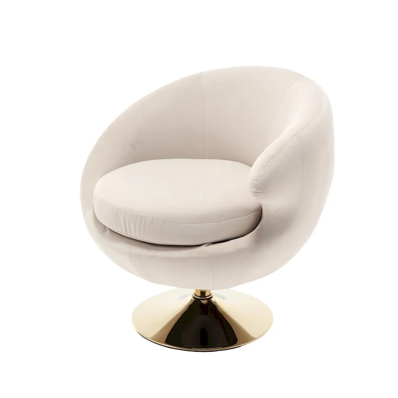 HOMEFUN Velvet 360 Degree Swivel Right Cuddle Barrel Accent Chairs