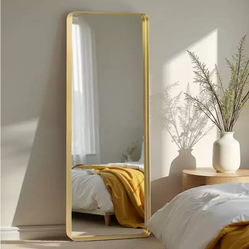 PexFix 28 in. W x 71 in. H Deep Frame Wall Decorative Mirror in Gold