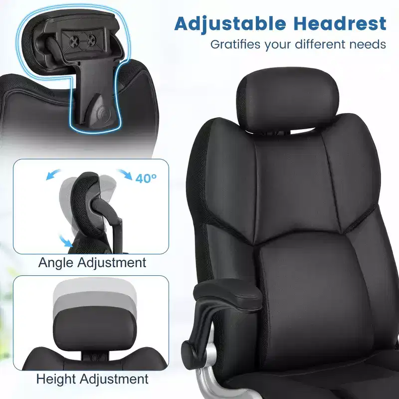 Costway Kneading Massage Office Chair Height Adjustable Swivel Chair with Flip-up Armrests