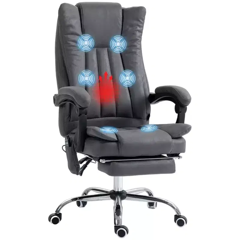 Massage Office Chair with 6 Points and Heat, Reclining Computer Chair with Adjustable Height and Footrest