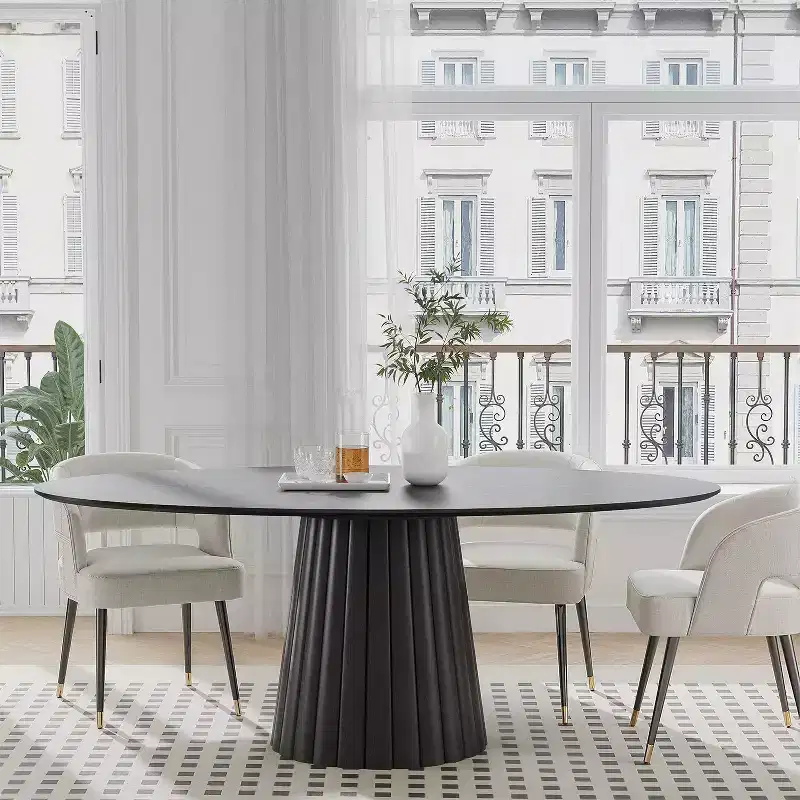 67-Inch Nordic Style Round Solid Wood Dining Table, Modern Simple Home Restaurant Large Round Table, Light Luxury Design