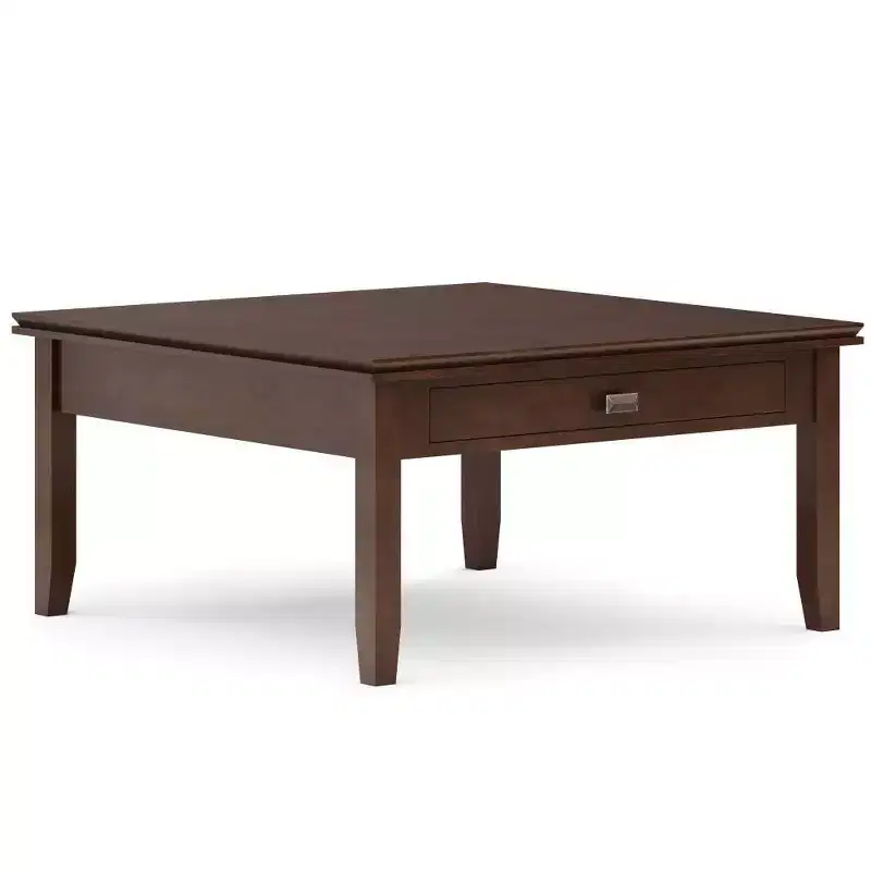 Stratford Square Coffee Table Russet Brown - : Transitional Wood Composite, Storage Drawers, 36" Square