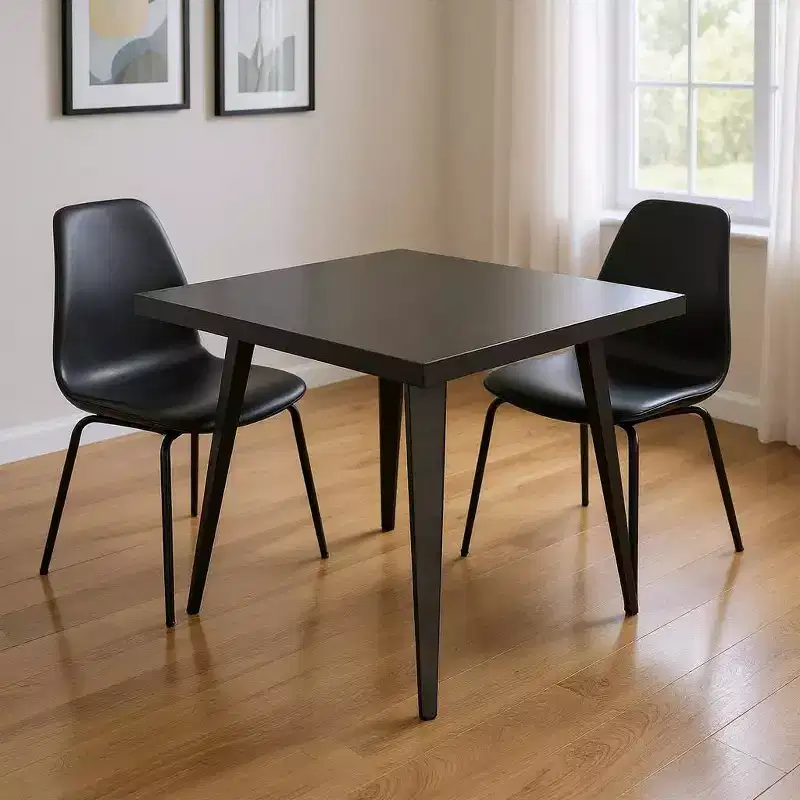 HomeRoots 32 Gray Steel and Metal Square Dining Table